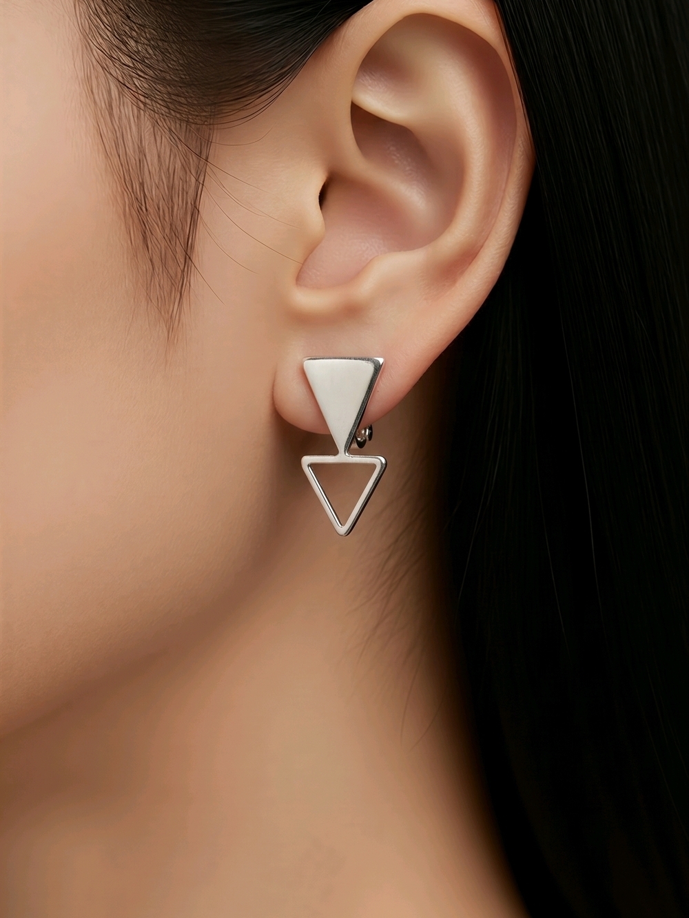 NWT Minimalist Silver Triangle Drop Earrings - Women Jewelry Earrings 1"